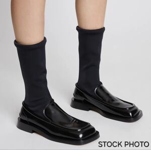 Proenza Schouler Square Loafer Stretch Boot Leather Black EU38 US8 UK5 Neoprene